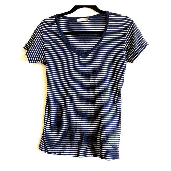 Vince Tops - Vince blue and white striped V neck T shirt